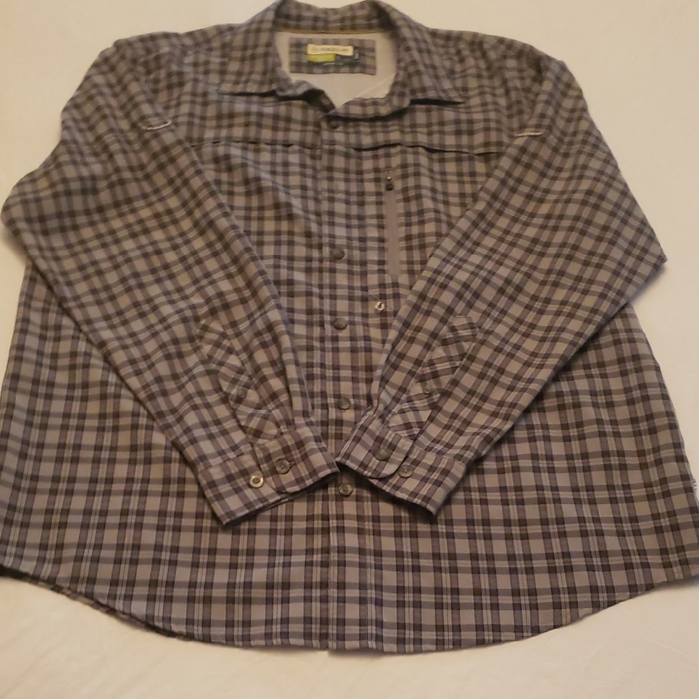 Magellan Outdoors Black and Gray Plaid Shirt, Pre-owned
